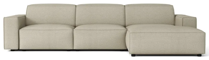 Modulares Ecksofa Sellmo, L-förmig, rechtsseitig, grau-beige, hydrophobes Chenille