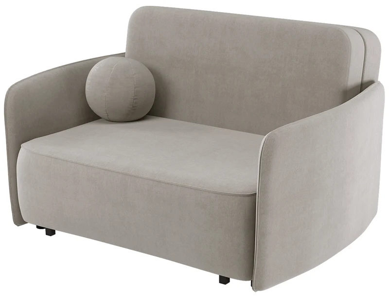 Zweisitziges ausklappbares Sofa Paxi 145 cm mit Stauraum, hellbeiger Chenille-Bezug