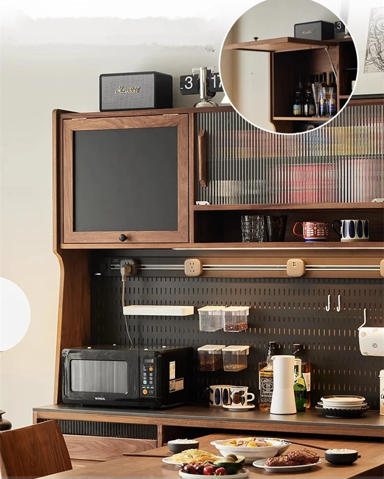Sideboard-Schrank aus schwarzem Walnussholz mit drehbarem Schreibtisch aus Nordamerika
