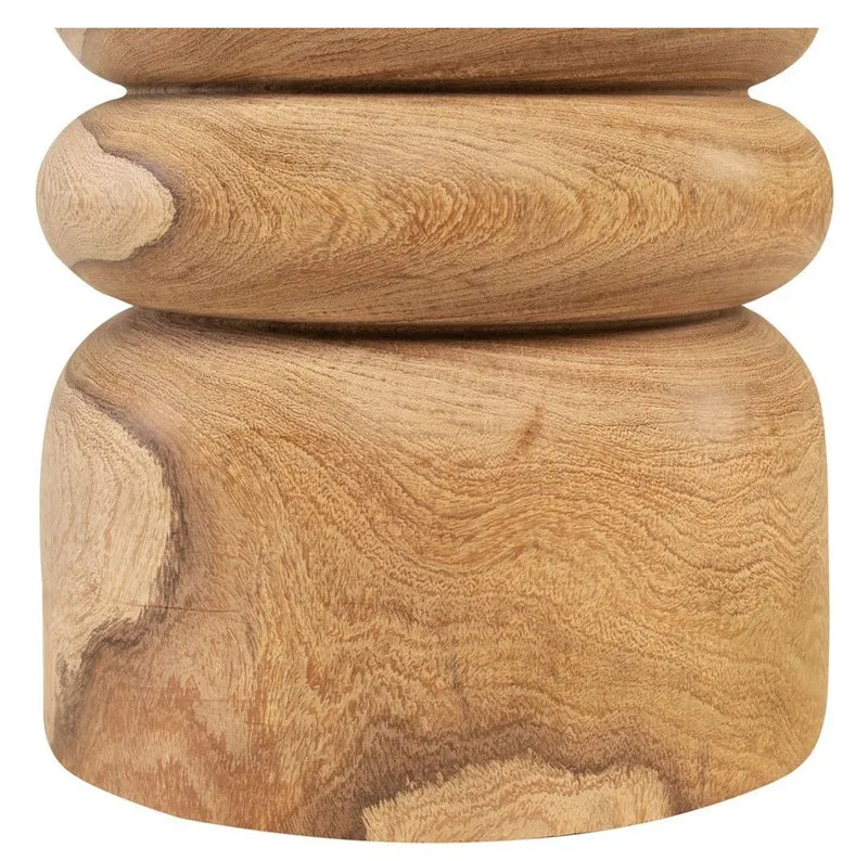 Casa Padrino Luxus Massivholz Beistelltisch / Hocker Naturfarben Ø 33,5 x H. 46 cm - Luxus Möbel