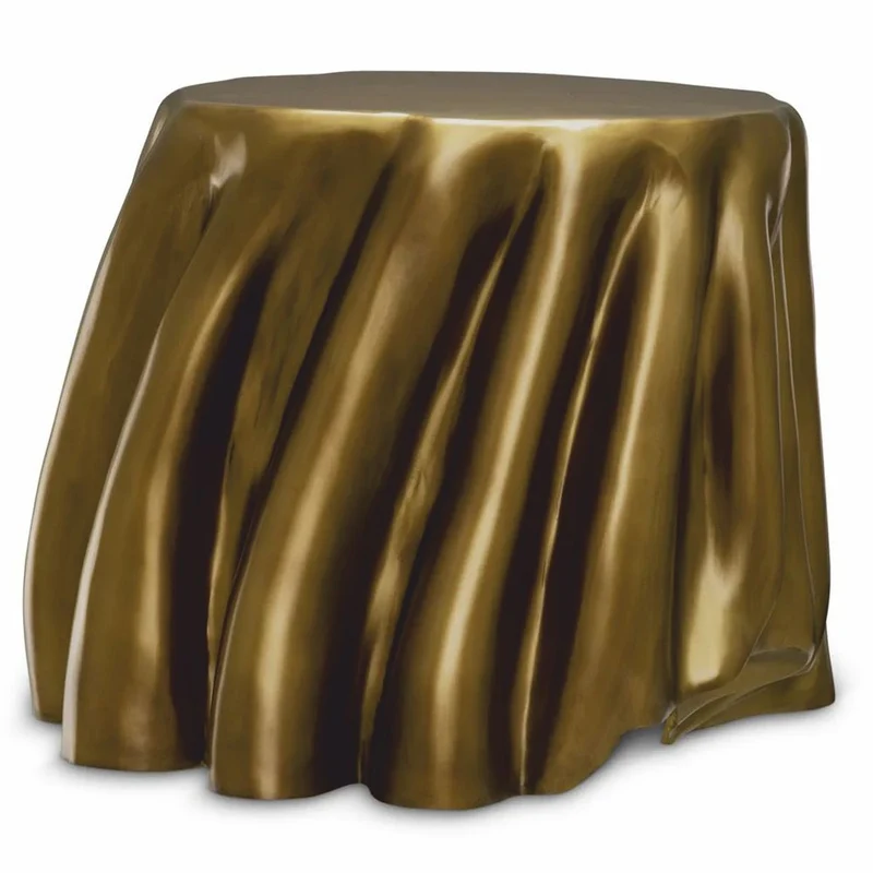 Casa Padrino Luxus Aluminium Beistelltisch Vintage Messing 65 x 57 x H. 45,5 cm - Luxus Möbel
