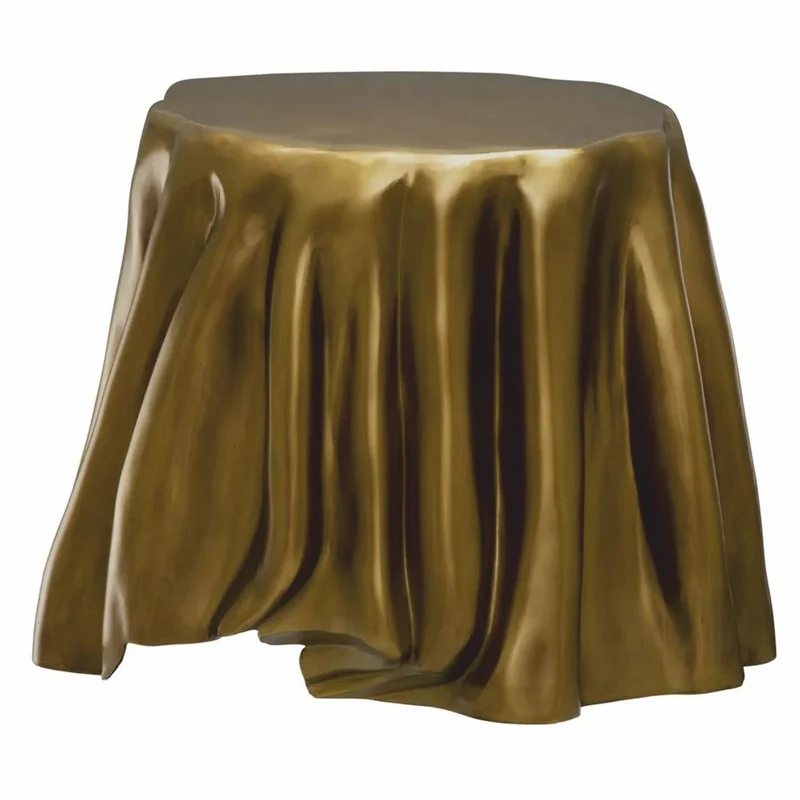 Casa Padrino Luxus Aluminium Beistelltisch Vintage Messing 65 x 57 x H. 45,5 cm - Luxus Möbel