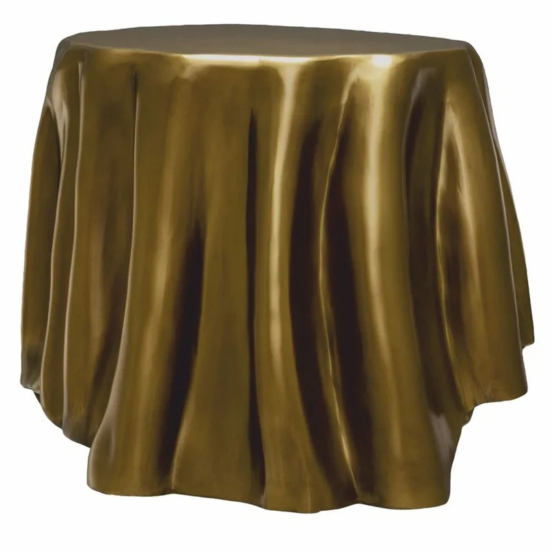 Casa Padrino Luxus Aluminium Beistelltisch Vintage Messing 65 x 57 x H. 45,5 cm - Luxus Möbel