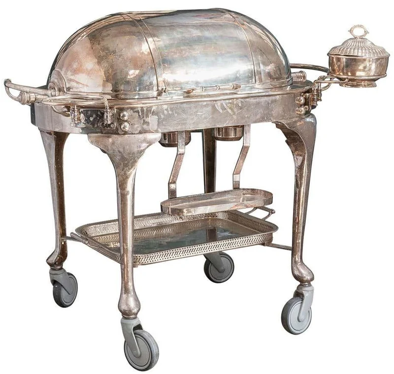 Casa Padrino Luxus Barock Hotel Servierwagen Silber - Barockstil Trolley - Hotel Accessoires