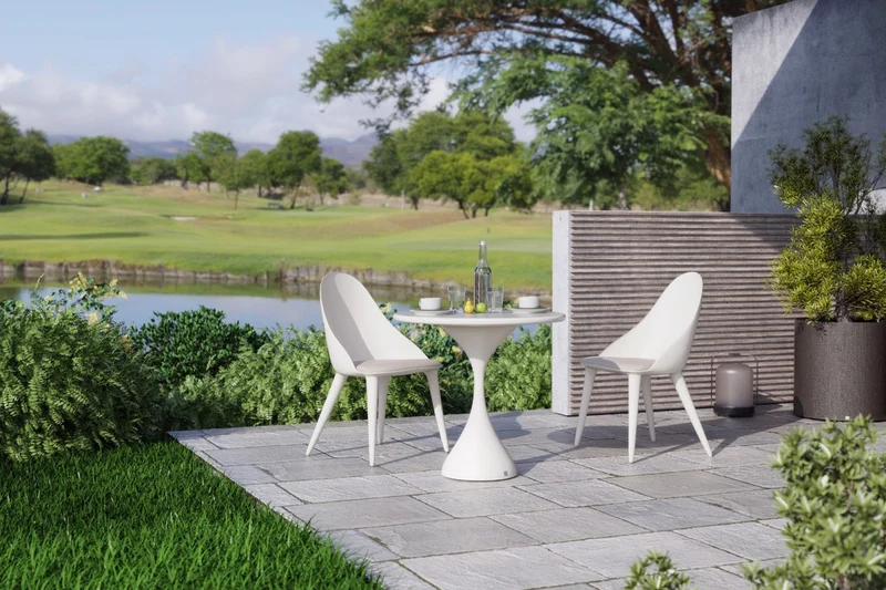 Casa Padrino Luxus Gartenstuhl Grau / Matt Weiß H. 94 cm - Luxus Garten Möbel