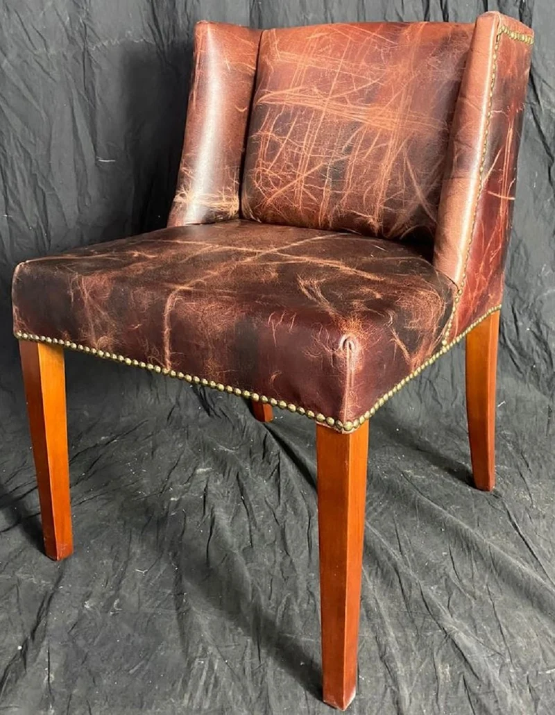 Casa Padrino Luxus Leder Esszimmer Stuhl Set Vintage Dunkelbraun / Braun 56 x 52 x H. 81 cm - Echtleder Küchen Stühle 6er Set - Esszimmer Möbel - Leder Möbel - Luxus Möbel - Luxus Einrichtung