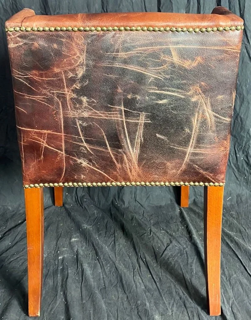 Casa Padrino Luxus Leder Esszimmer Stuhl Set Vintage Dunkelbraun / Braun 56 x 52 x H. 81 cm - Echtleder Küchen Stühle 6er Set - Esszimmer Möbel - Leder Möbel - Luxus Möbel - Luxus Einrichtung