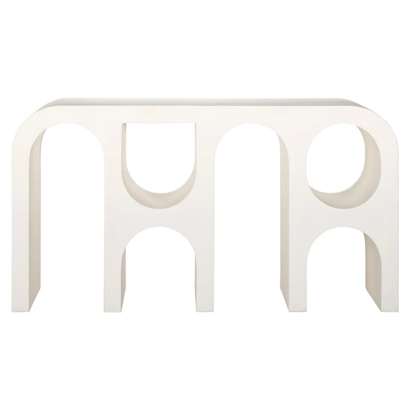 Konsole Bloomstone White 150 – organische Form, MDF Plaster-Finish