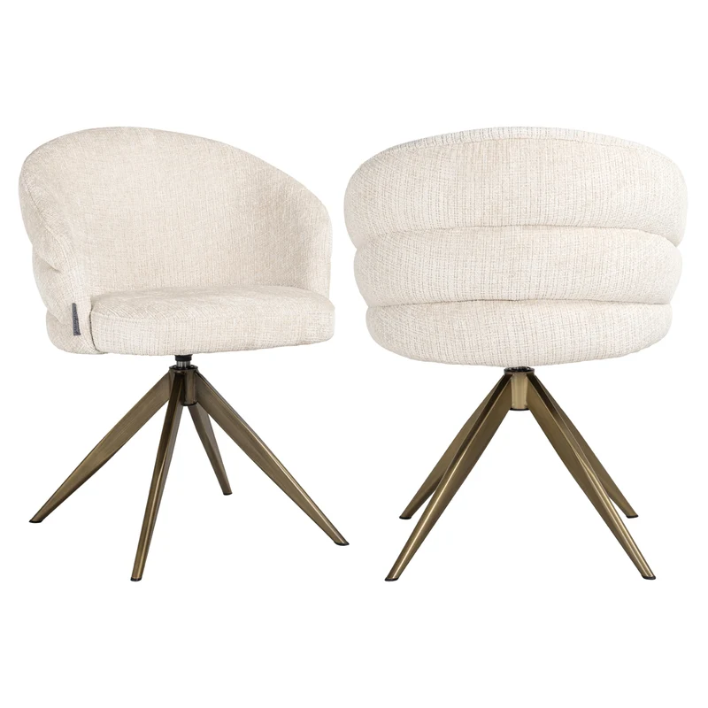 Esszimmerstuhl Zendaya in Niagara Beige – drehbar, Chenille-Bezug