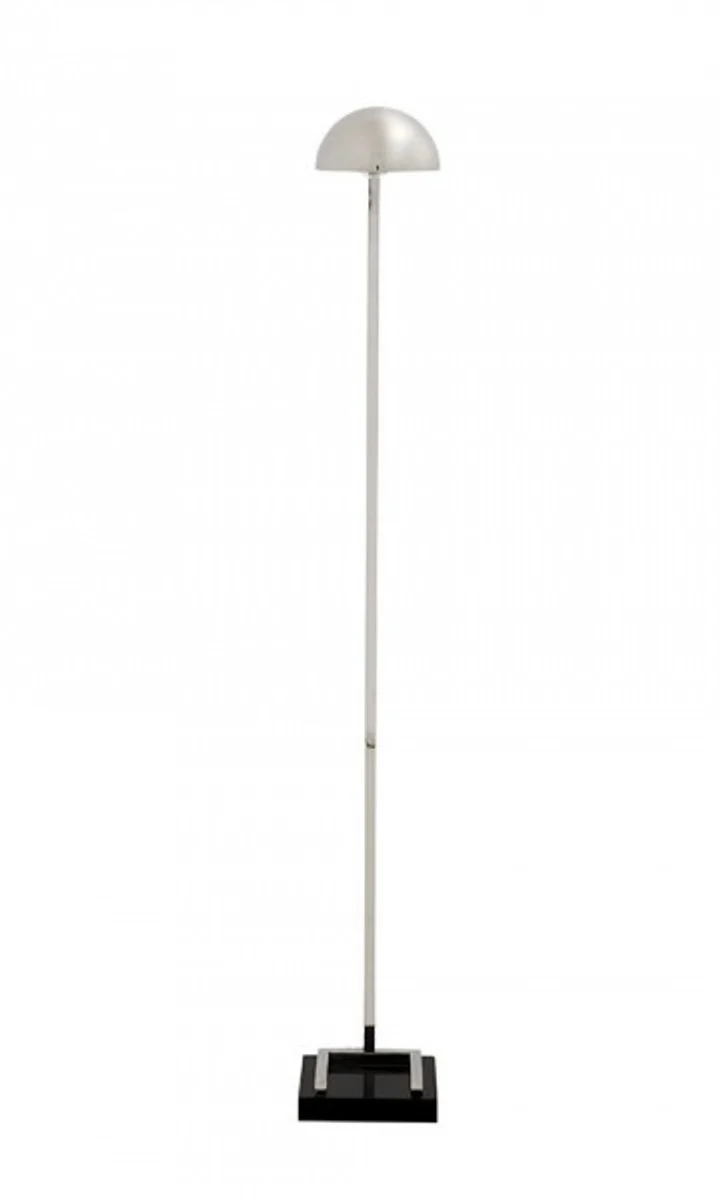 Casa Padrino Luxus Stehleuchte Nickel - Elegante Design Bodenleuchte in Nickel und Schwarz, 131 cm Höhe