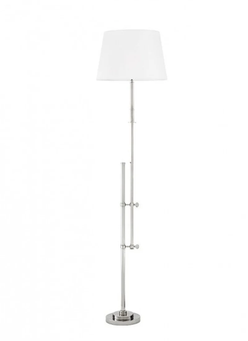 Casa Padrino Luxus Stehleuchte Nickel im modernen Design, Höhe 161-187 cm, Durchmesser 23 cm, Lampenschirm Weiß