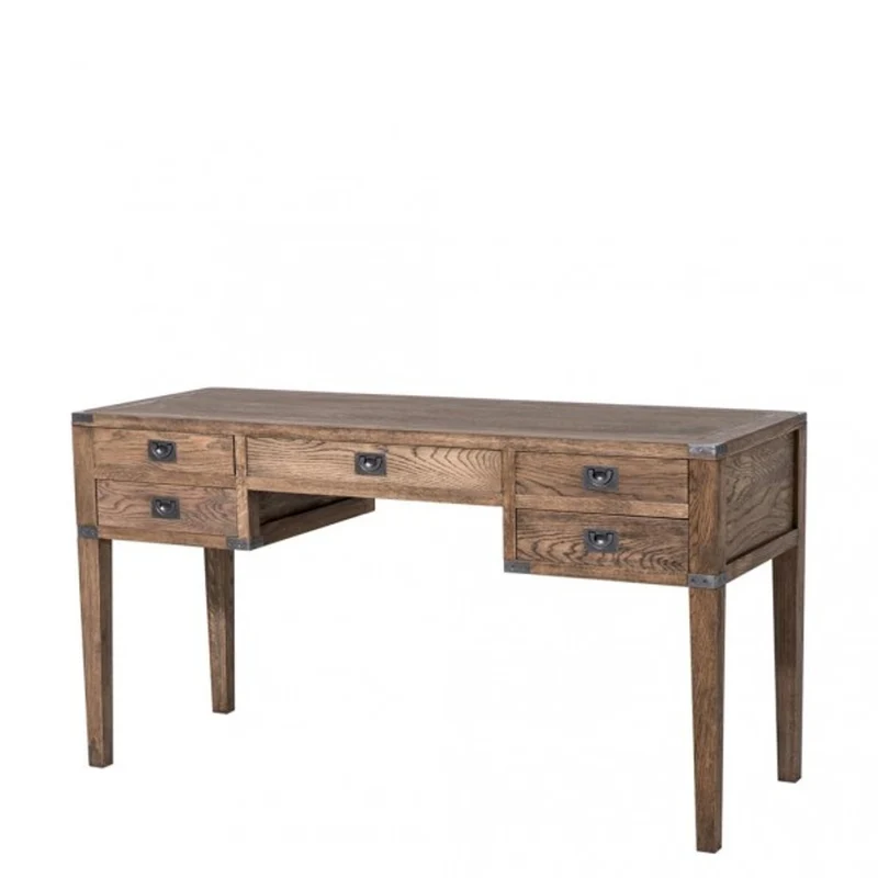 Casa Padrino Massivholz Sekretär im Antikstil Eiche und Metall 143,5 x 55 x H. 78 cm