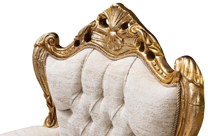 Casa Padrino Luxus Barock Wohnzimmer Sessel Weiß / Gold - Handgefertigte Barockstil Möbel