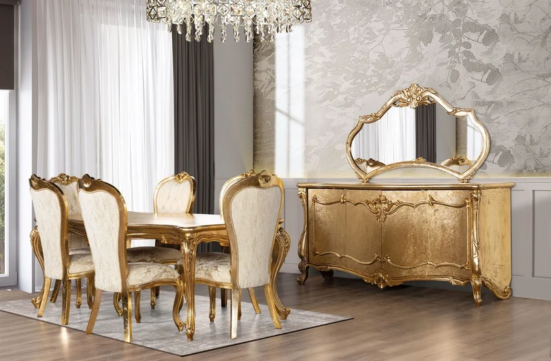 Casa Padrino Luxus Barock Esszimmer Set Gold / Weiß - Barock Esszimmer Möbel