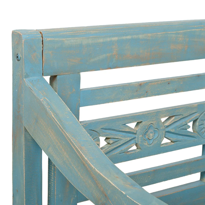 Sitzbank CHRISTOS Blue-Washed 100cm Mahagoni