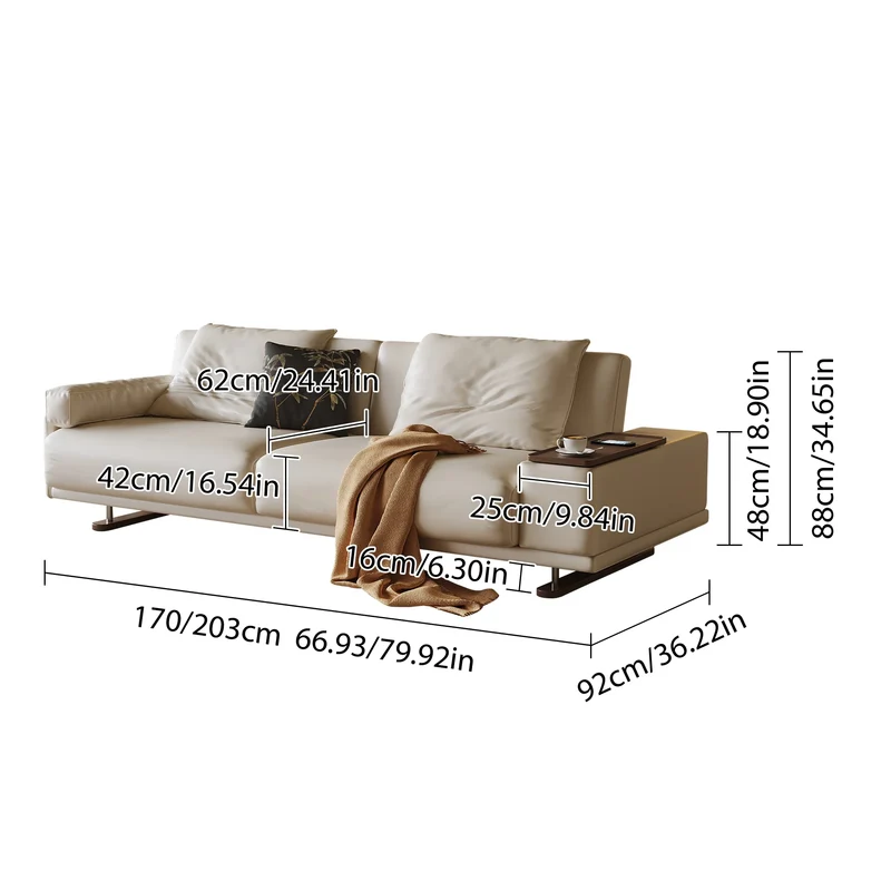 Leathaire Stoff verstellbare Rückenstütze Schlafsofa mit drehbarer Armlehne Desktop