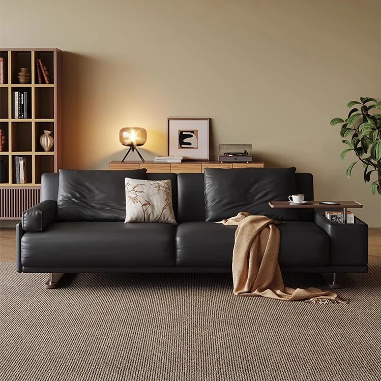 Leathaire Stoff verstellbare Rückenstütze Schlafsofa mit drehbarer Armlehne Desktop