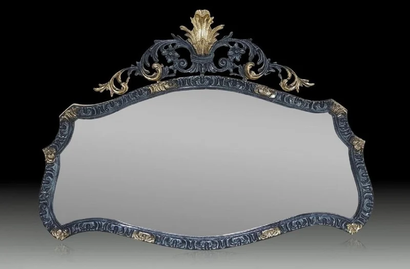 Casa Padrino Luxus Barock Bronze Spiegel Blau / Gold 115 cm - Barock Möbel