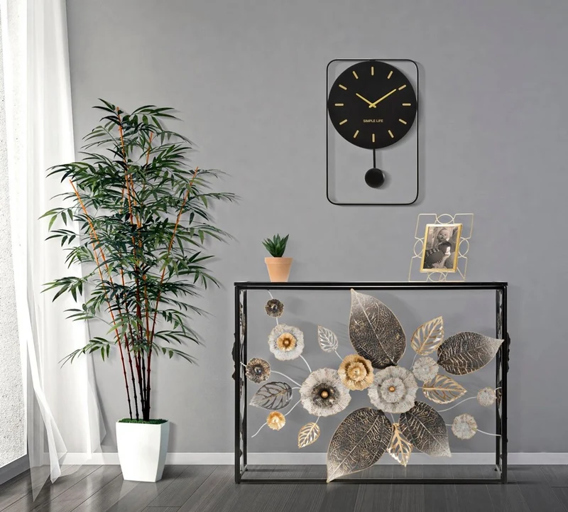 Casa Padrino Luxus Konsole Schwarz / Bunt 111,8 cm - Rechteckiger Konsolentisch