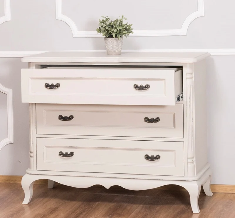 Casa Padrino Barock Landhausstil Kommode mit 3 Schubladen Antik Hellgrau 110 cm