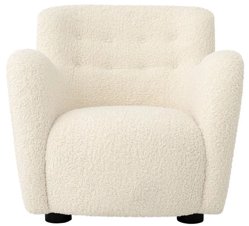 Casa Padrino Luxus Sessel Creme / Schwarz 87 x 86 x H. 80 cm - Wohnzimmer Sessel - Hotel Sessel - Wohnzimmer Möbel - Luxus Möbel - Wohnzimmer Einrichtung - Luxus Einrichtung - Möbel Luxus