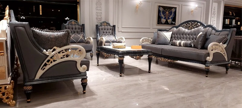 Casa Padrino Luxus Barock Wohnzimmer Sessel Grau / Weiß / Gold - Barock Wohnzimmer Möbel