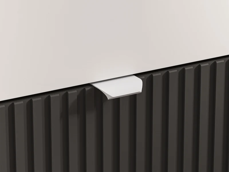 Kommode Torino mit vier geriffelten Schubladen, 82 cm, Eiche Honey Castello/Alpenweiß/Grafit