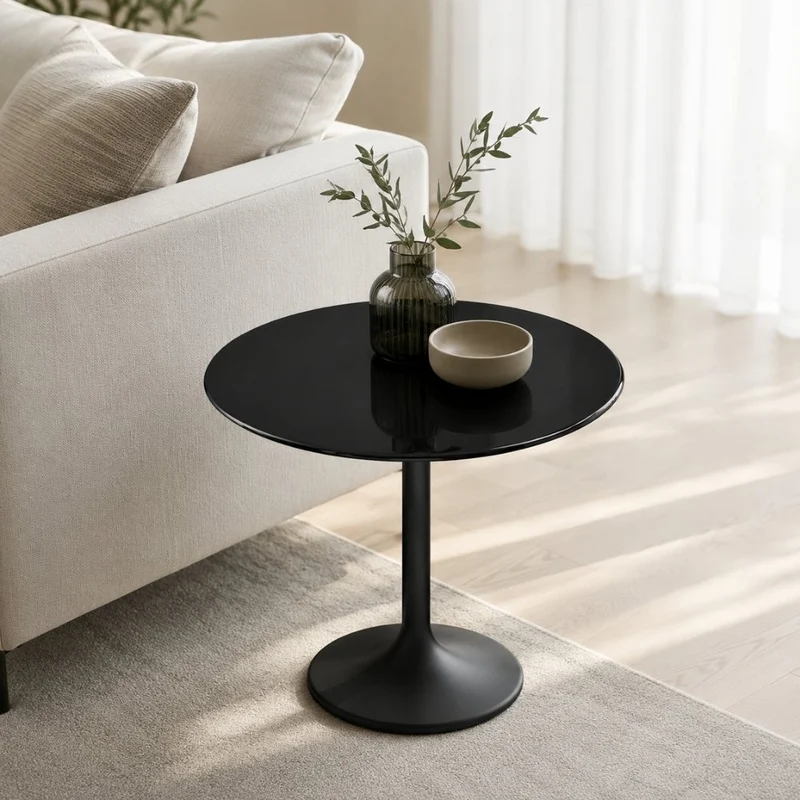 Glasplatte TERRY 40cm schwarz 8mm rund gehärtetes Glas Platzteller