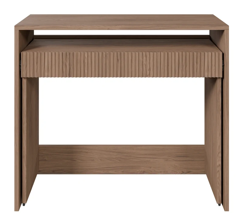 Ausziehbarer Schreibtisch Zoom mit Schublade und Rillen, 98 cm, Eiche Casella