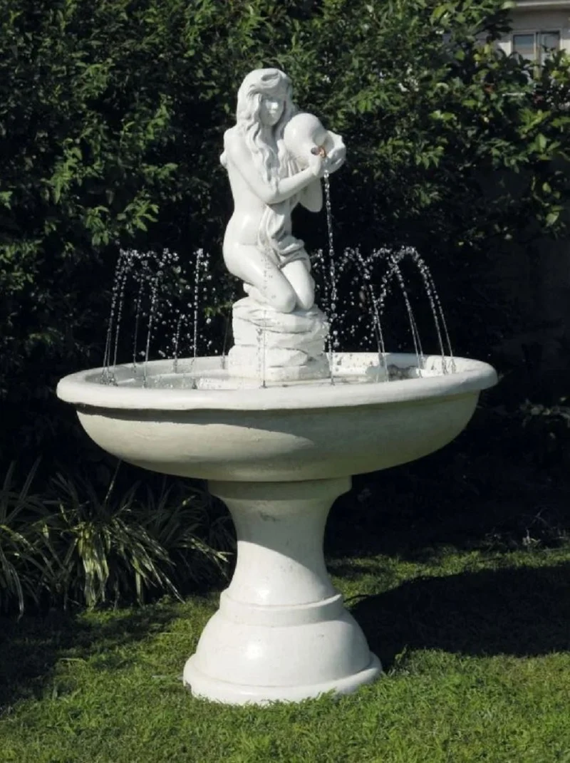 Casa Padrino Barock Springbrunnen Grau Ø 100 x H. 147 cm - Made in Italy