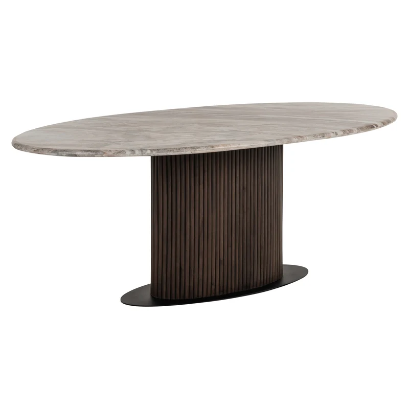 Esstisch Rashford Blush Beige, oval, 200x100 cm, Marmor-Look