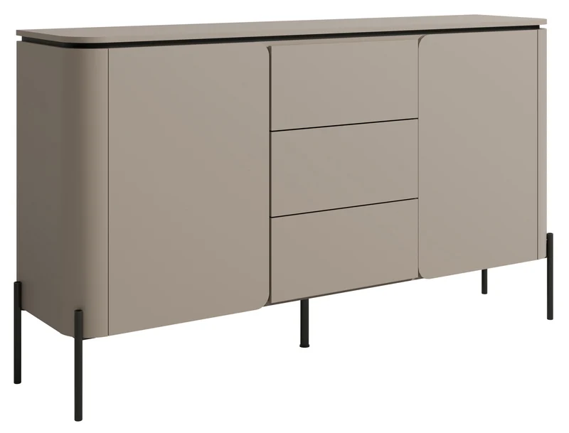 Zweiturige Kommode Calderis mit drei Schubladen, 163 cm, Congo