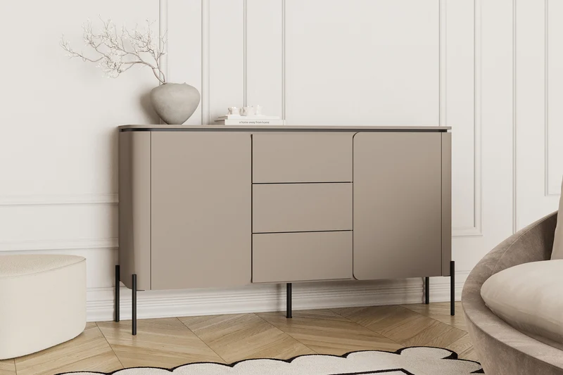 Zweiturige Kommode Calderis mit drei Schubladen, 163 cm, Congo