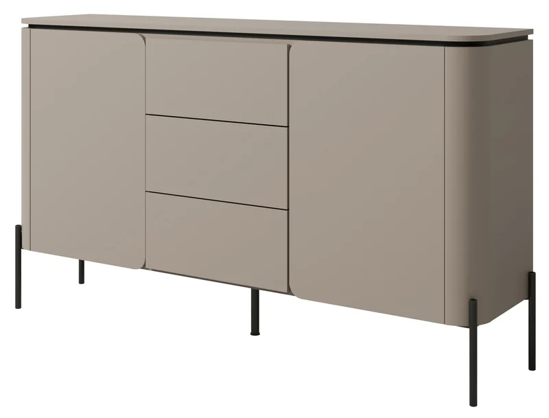 Zweiturige Kommode Calderis mit drei Schubladen, 163 cm, Congo