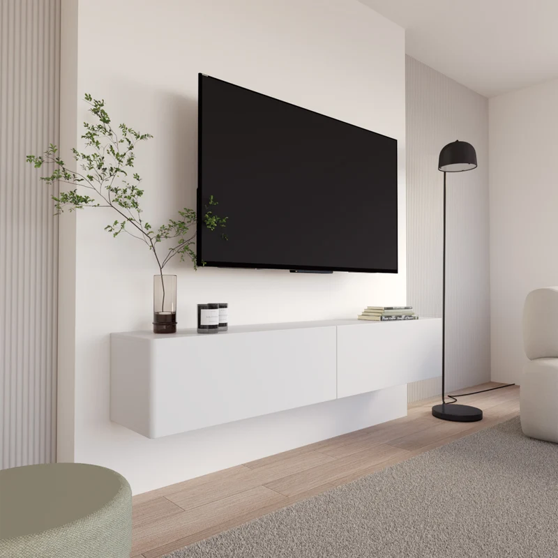 Hängender TV-Schrank Olio mit zwei Klapptüren, 175 cm, weiß