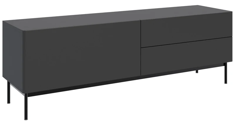 TV-Schrank Olio mit Klappe und zwei Schubladen, 160 cm, schwarz