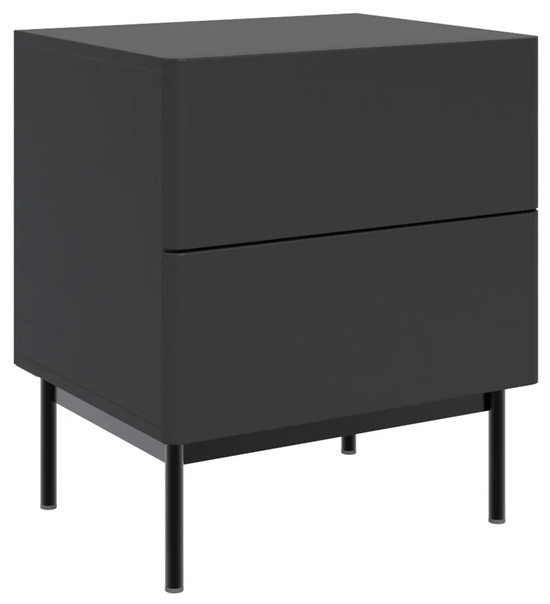Nachttisch Olio mit zwei Schubladen 50 cm schwarz