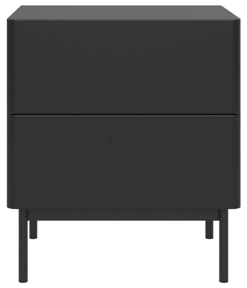 Nachttisch Olio mit zwei Schubladen 50 cm schwarz