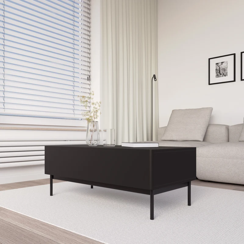 Kaffeetisch Olio mit zwei Klappen 100x53 cm schwarz