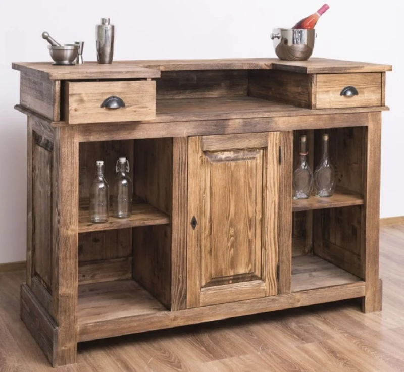 Casa Padrino Landhausstil Bar Theke Braun / Naturfarben 160 cm - Bar Möbel
