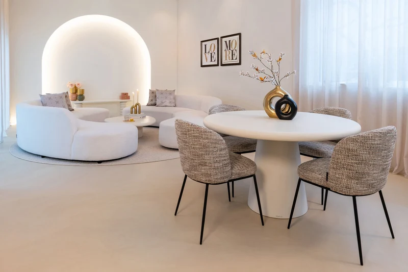 Esstisch Bloomstone Ø130 cm White – organisches Design Richmond