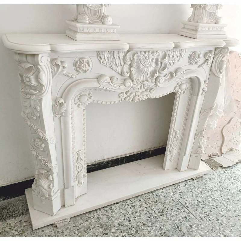 Casa Padrino Luxus Barock Marmor Kaminumrandung Weiß 150 x H. 110 cm - Barock Möbel
