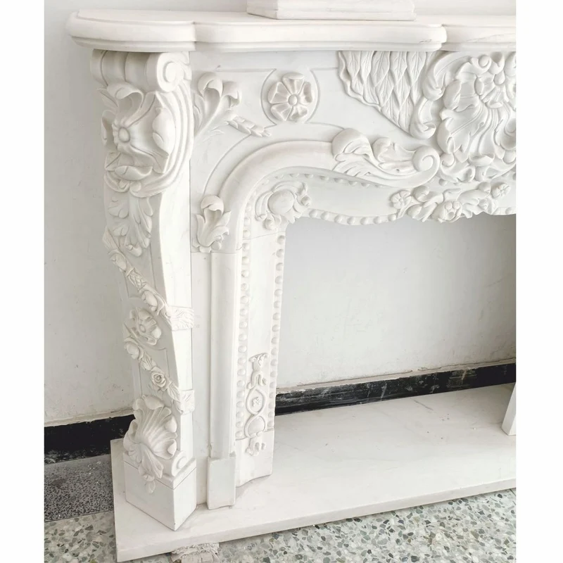 Casa Padrino Luxus Barock Marmor Kaminumrandung Weiß 150 x H. 110 cm - Barock Möbel