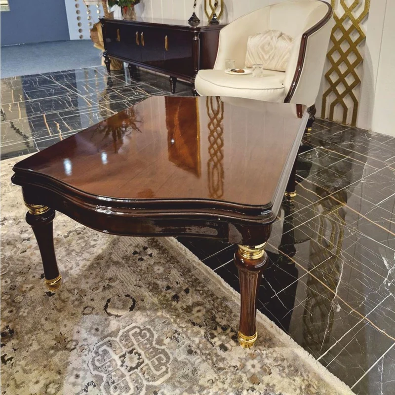 Casa Padrino Luxus Barock Couchtisch Dunkelbraun / Gold 118 cm - Barock Möbel
