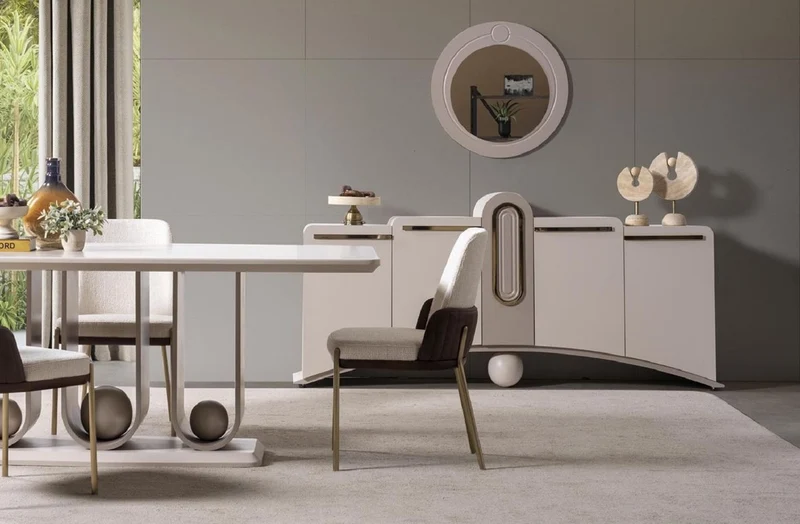 Casa Padrino Luxus Sideboard mit Wandspiegel Hellgrau / Grau / Gold - Luxus Möbel