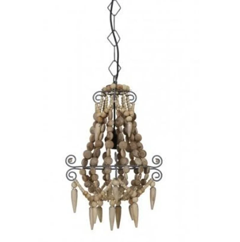 Casa Padrino Hängeleuchte Industrie Design Braun, Durchmesser 33 x H 50 cm, Massive Deckenleuchte aus Holz und Metall