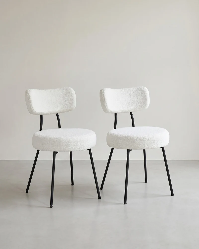 Moderne Esszimmerstühle – 2er-Set – Mit Vlies gepolstert – Runde Sitzfläche mit Rückenlehne