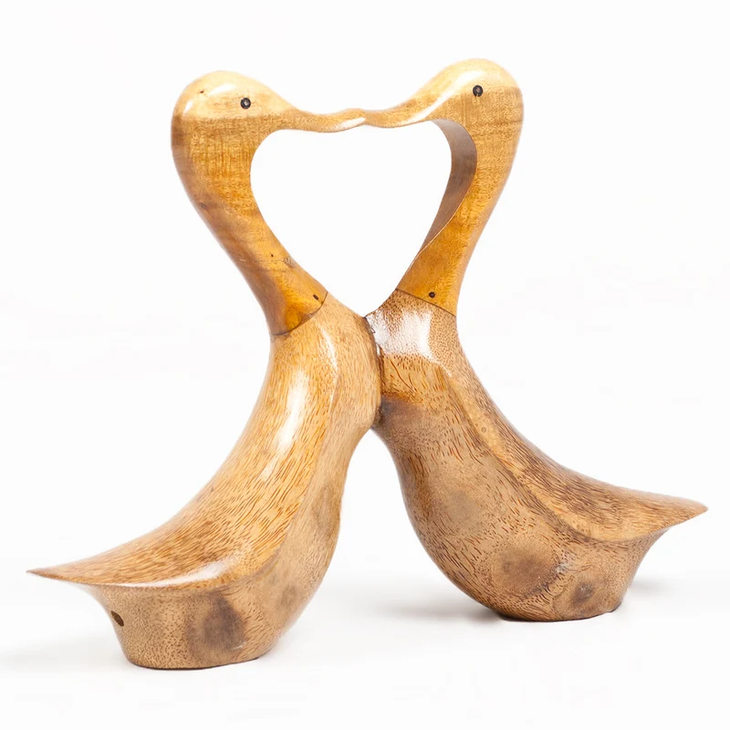 Deko-Figur DUCK LOVE 35cm Bambus / Teak Natural Holz Handarbeit