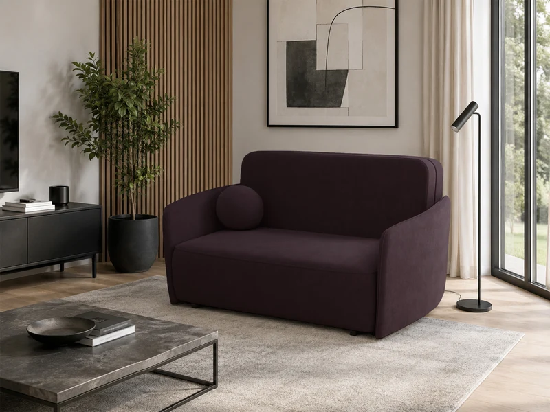 Ausziehbares Zweisitzer-Sofa Paxi 165 cm mit Stauraum, Pflaumenfarbener Chenillestoff