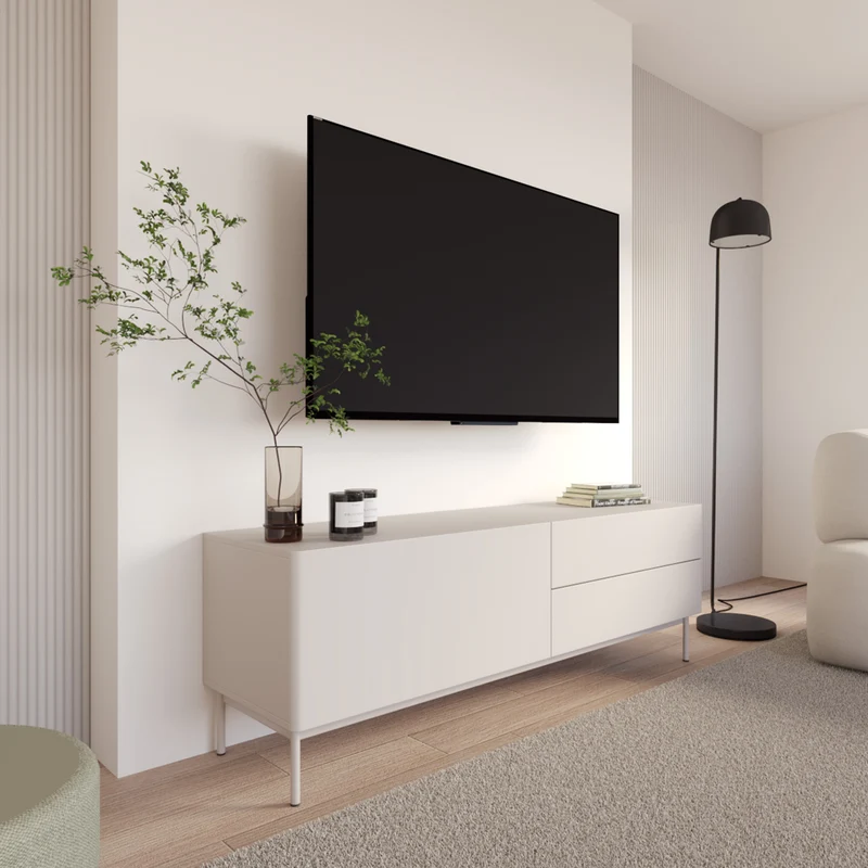 TV-Schrank Olio mit Klappe und zwei Schubladen, 160 cm, Kaschmir